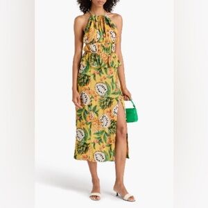 FARM Rio Yellow Tropical Halter Midi Dress